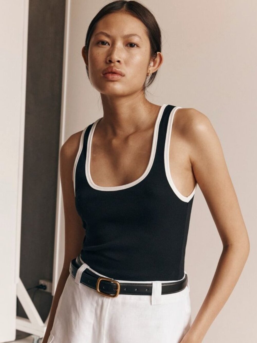 Dissh Black Tank with White Trim US L (EUC)